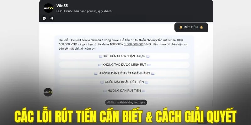 Các lỗi rút tiền cần biết & cách giải quyết